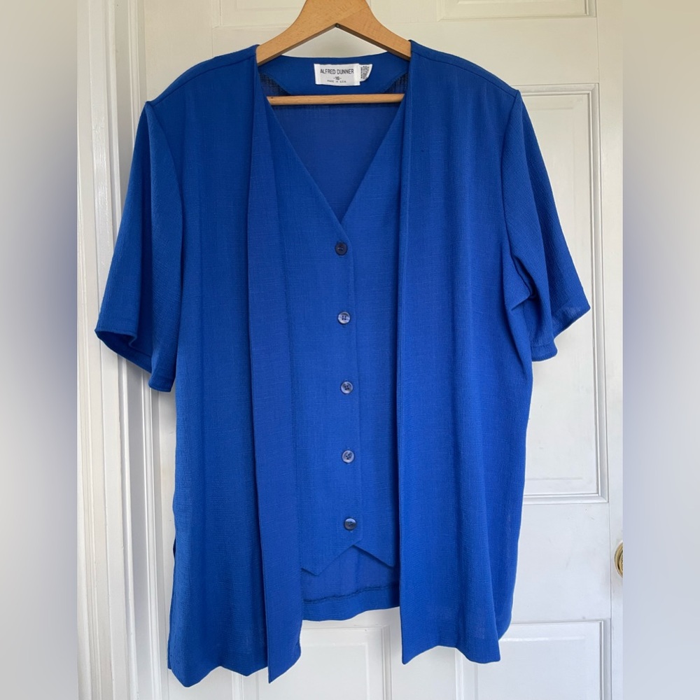 Cobalt blue Alfred Dunner cami with attached blouse size 16